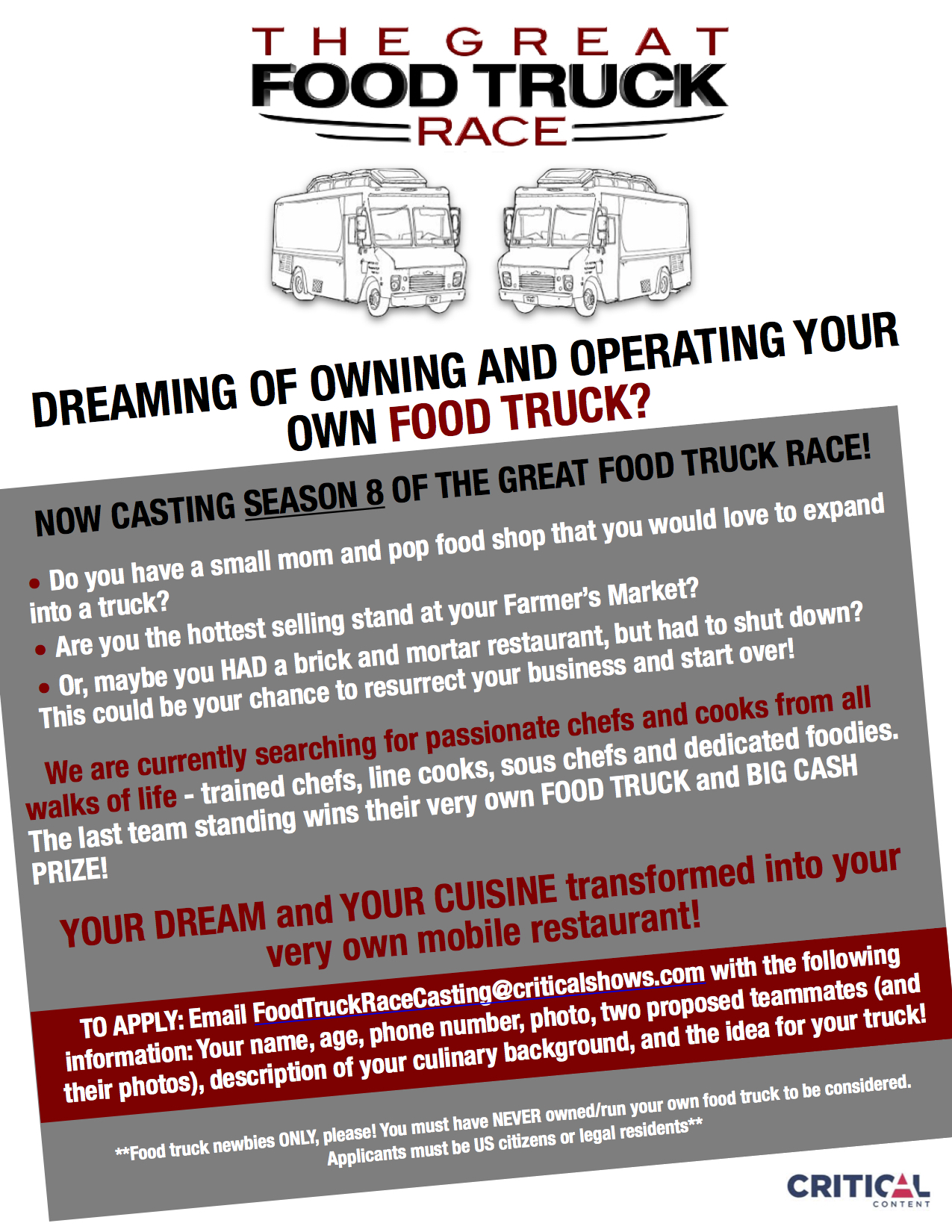 Casting Details for the Great Food Truck Race Discover Finer Living